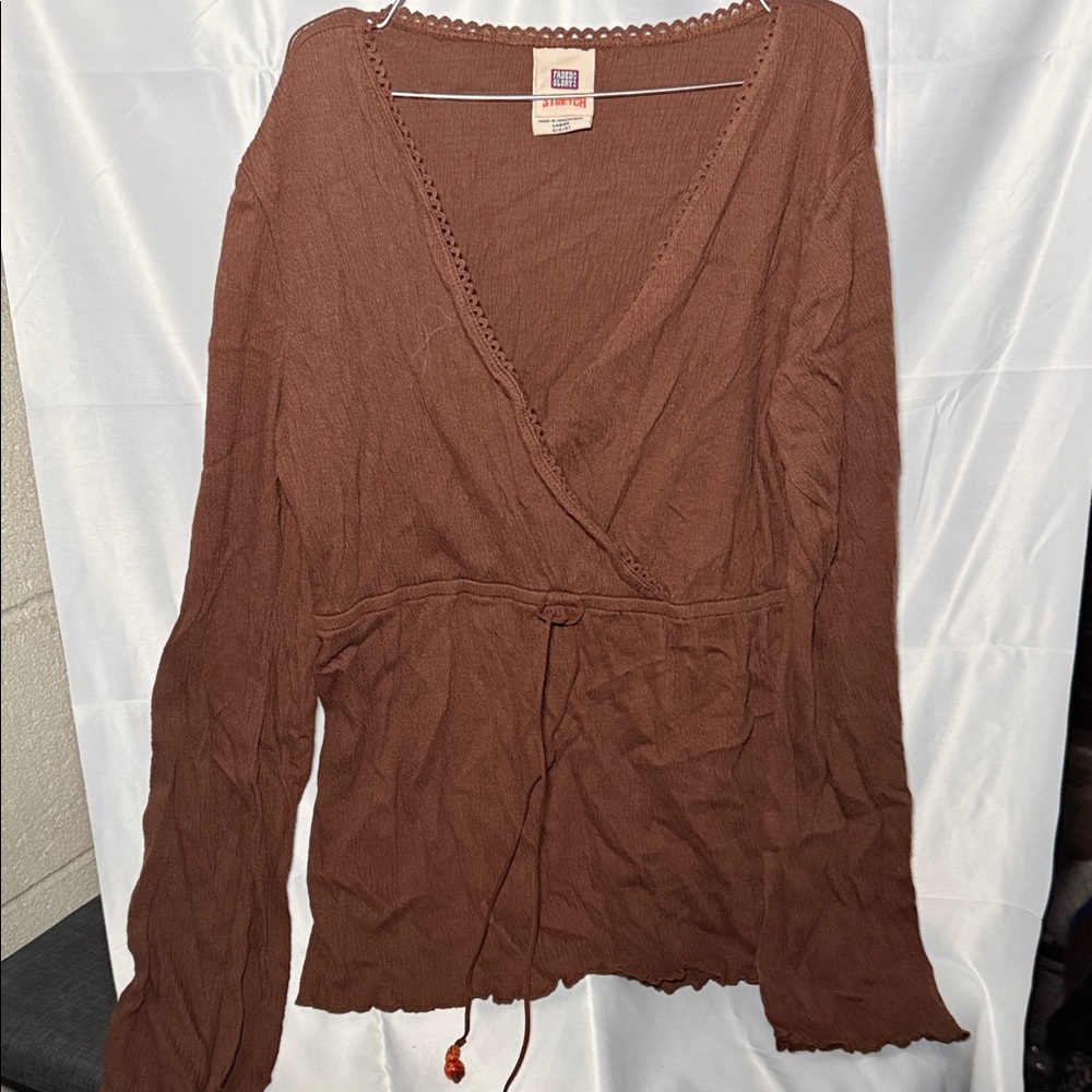 St. John's Bay Chocolate Wrap Top. NWOT